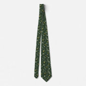 Cravate Citrons Vert Foncé Florales Blanches Mariage du Ma (Dos)