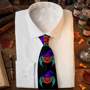 Cravate Citrouille araignée et chapeau de sorcière d'Hallo