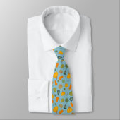 Cravate Citrouille Automne & Motif Squash Turquoise (Attaché)