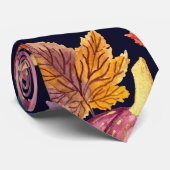 Cravate Citrouille de la marine automnale Feuilles Motif d (Roulé)