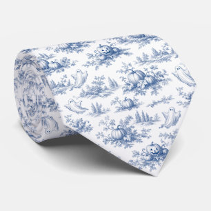 Cravate Citrouille d'Halloween Fantôme Toile de Jouy Motif