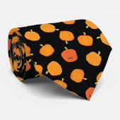 Cravate Citrouille d'Halloween Jack-o-lanterne Motif Crava (Roulé)