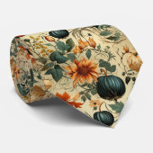 Cravate Citrouille Florale Automne Vintage Teinte Variable (Roulé)