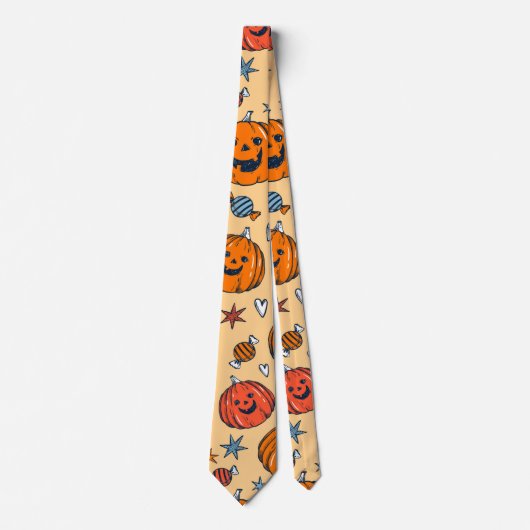 Cravate Citrouille orange vintage | Halloween Graphic (Devant)