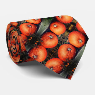 Cravate Citrouille Pair Automne Motif Abstrait