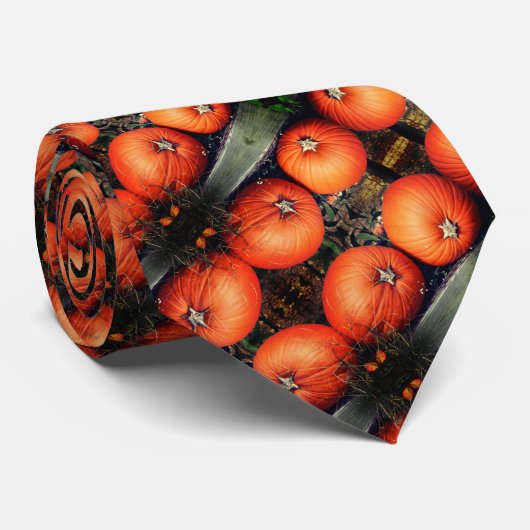 Cravate Citrouille Pair Automne Motif Abstrait (Roulé)