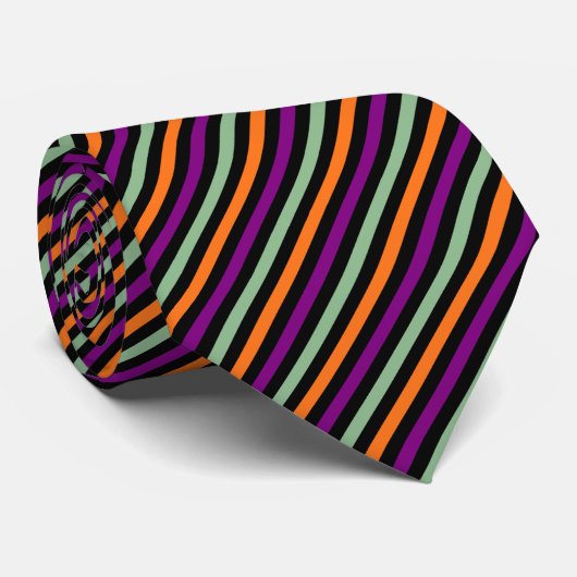 Cravate Citrouille, violet, vert et noir (Roulé)
