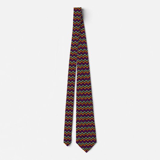 Cravate Citrouille, violet, vert et noir Chevron raypes (Dos)