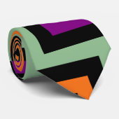 Cravate Citrouille, violet, vert et noir Grand D. Chevron (Roulé)