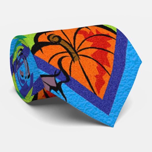 Cravate Citrouilles et chauves-souris en Motif de vert/ble (Roulé)