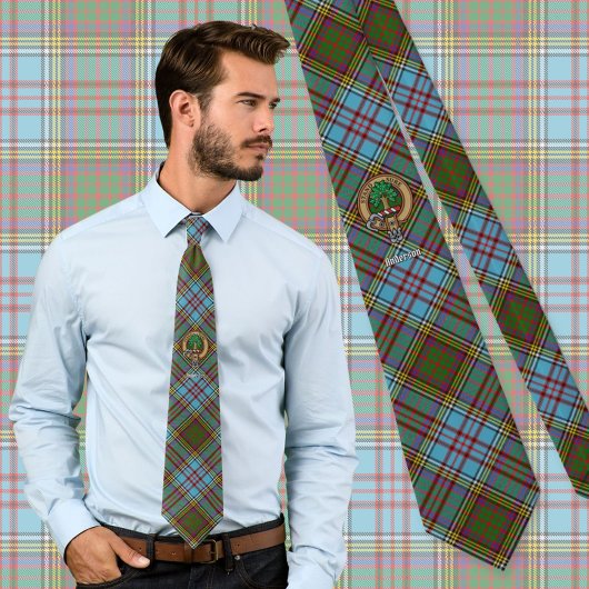 Cravate Clan Anderson Crest sur Tartan