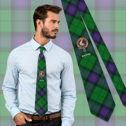 Cravate Clan Armstrong Crest sur Tartan