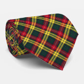 Cravate Clan Buchanan Tartan Rouge, jaune et vert Plaid (Roulé)