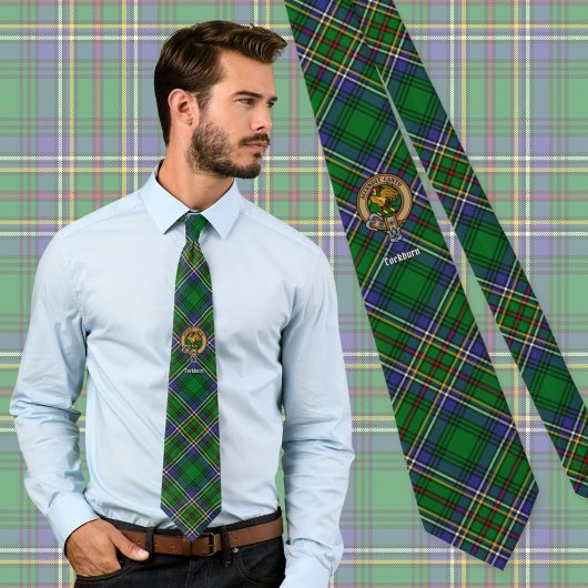 Cravate Clan Cockburn Crest sur Tartan