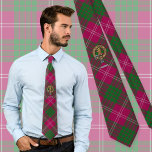 Cravate Clan Crawford Crest sur Tartan<br><div class="desc">Clan Crawford crête badge entouré d'une sangle et boucle sur l'arrière - plan tartan. Texte personnalisé.</div>
