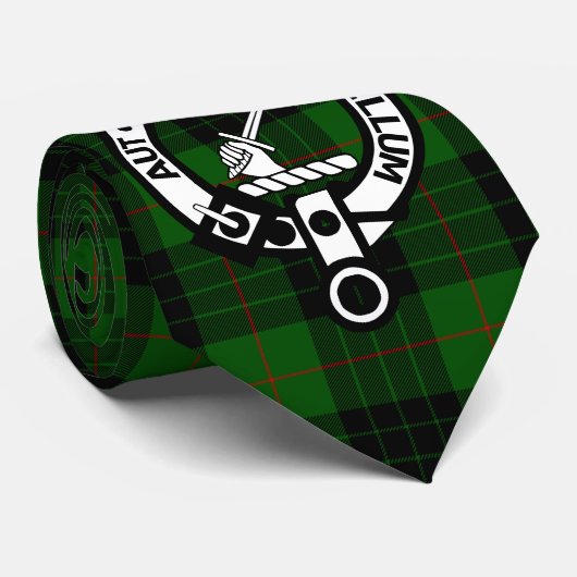 Cravate Clan Gunn Crest Badge et Tartan (Roulé)
