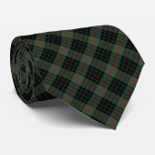 Cravate Clan Gunn Tartan vert foncé et noir plaid (Roulé)