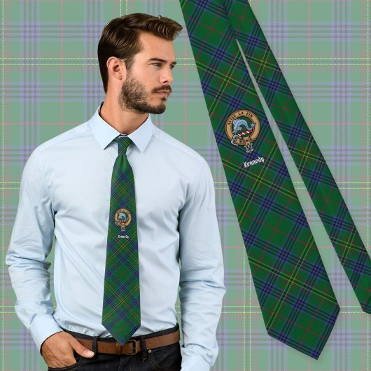 Cravate Clan Kennedy Crest sur Tartan