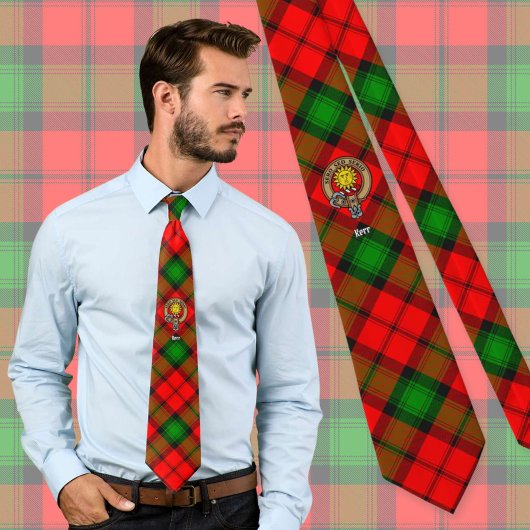 Cravate Clan Kerr Crest sur Tartan
