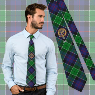 Cravate Clan Leslie Crest sur la chasse Tartan