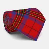 Cravate Clan Leslie Crest sur Red Tartan (Roulé)