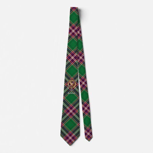 Cravate Clan MacFarlane Crest sur Tartan de chasse moderne (Devant)