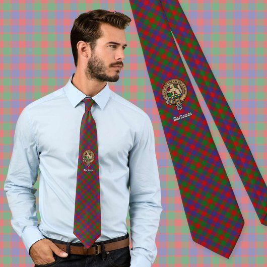 Cravate Clan MacGowan Crest sur Tartan