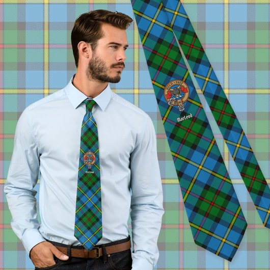 Cravate Clan MacLeod Crest sur la chasse Tartan