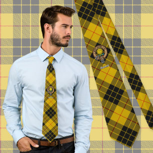 Cravate Clan MacLeod de Lewis Crest sur Tartan