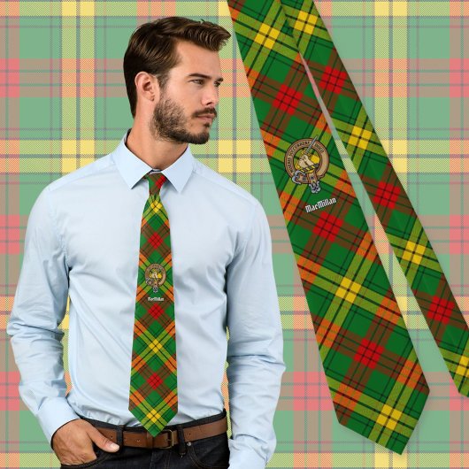 Cravate Clan MacMillan Crest sur Tartan