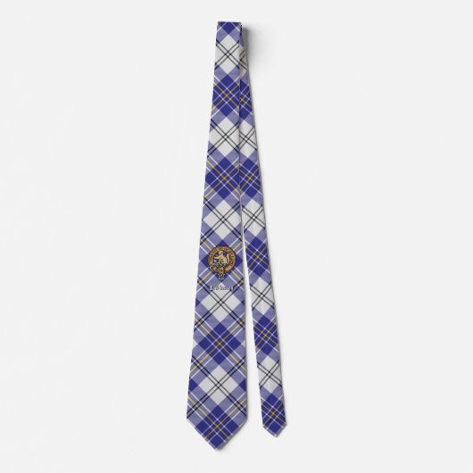 Cravate Clan MacPherson Crest sur la robe bleue Tartan (Devant)