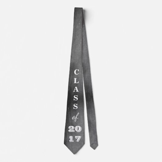 Cravate Classe de 2017 Noir Blanc Chalkboard Typographie (Devant)