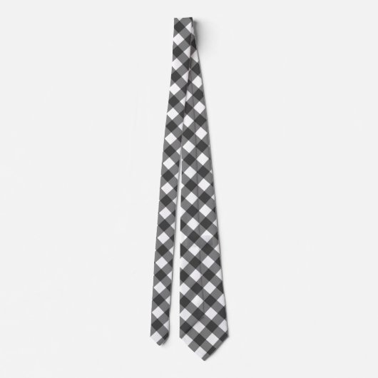 Cravate Classic Black And White Diagonal Gingham Plaid (Dos)