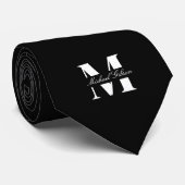 Cravate Classic Black | Custom Monogram Wedding Groomsmen  (Roulé)