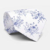 Cravate Classic Blue Flowers Pattern French blue toile (Roulé)