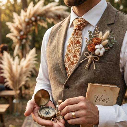 Cravate Classic Brown Damask Leaf