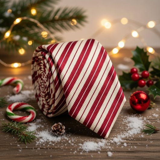 Cravate Classic Candy Cane Red & White Diagonal Striped