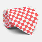 Cravate Classic coral red checkerboard (Roulé)