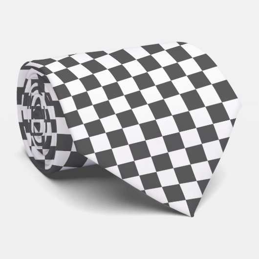 Cravate Classic dark grey checkerboard (Roulé)