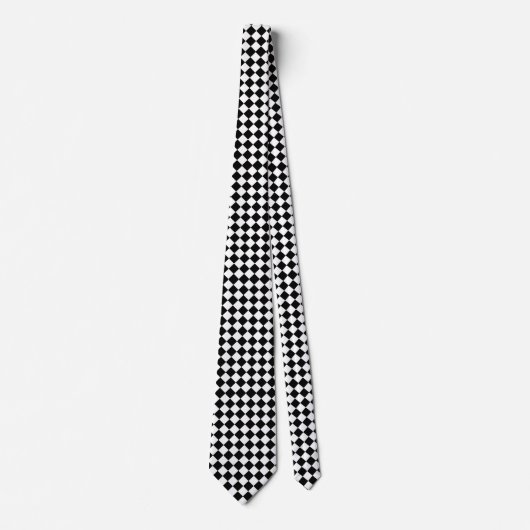 Cravate Classic Diamond noir et blanc Checkers (Devant)