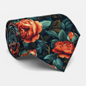 Cravate Classic Groomsman Gift Rose Floral (Roulé)