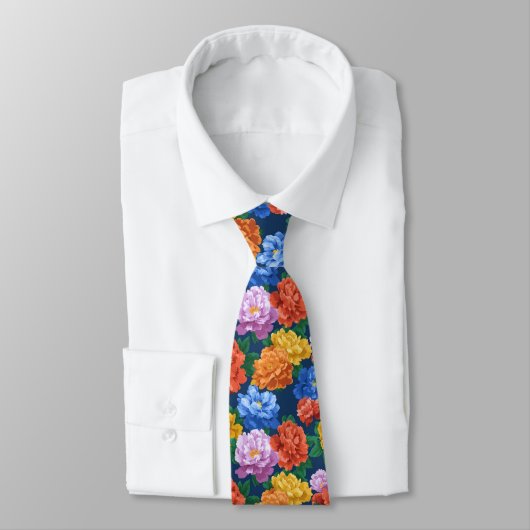 Cravate Classic Groomsmen Peonies Floral (Attaché)
