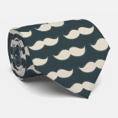 Cravate Classic Mustache Pattern on Black (Roulé)