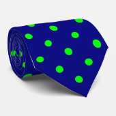 Cravate Classic Neon vert Polka Dots on Navy Tie (Roulé)
