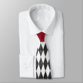 Cravate Classic noir blanc rouge arlequin Jacquard diamant (Attaché)