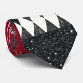 Cravate Classic noir blanc rouge arlequin Jacquard diamant (Roulé)