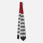 Cravate Classic noir blanc rouge arlequin Jacquard diamant (Dos)