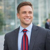 Cravate Classic rouge et bleu rayé