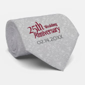 Cravate Classic Silver Damask 25e anniversaire Mariage (Roulé)