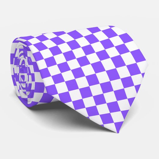 Cravate Classic visual purple checkerboard (Roulé)